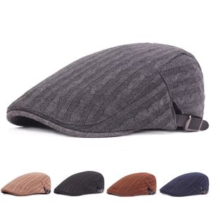 Men Knitted Berets Winter Forward Caps Fashion Newsboy Ivy Cap Casual Flat Driving Golf Cabbie Caps Male Travel Sunhat