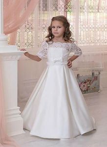 Abiti da cerimonia per bambini Abiti da bambina in fiore Abiti da bambina in pizzo bianco Matrimoni Abiti da prima comunione per ragazze Fuori dal