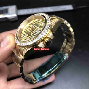 Moissanitepopular Men's Fashion Wristwatch Gold Stainless Steel Watch Diamond Bezel Diamond Face Watch自動機械スポーツ時計2023