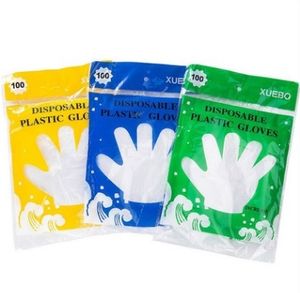 フェデックス使い捨て保護手袋レストラン衛生PEプラスチック食品手袋ケータリング肉屋プラスチッククリア直接タッチフード100個