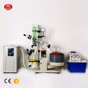 ZZKD Lab Supplies 5L R1005 Rotary Evaporator 5L -30 Celsius Cooling Chiller &Water Vacuum Pump Customize Evaporation Motor Lifting Turnkey Package