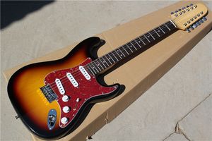 FactorySpecial Price 12 Strings Elektrisk gitarr med vit pickguard, SSS-pickup, Rosewood Fretboard, som erbjuder anpassade tjänster.