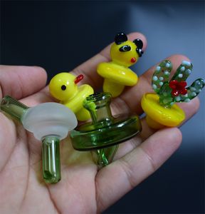 DHL Vetro colorato UFO Bubble Carb Cap Panda Cactus Duck Carb Cap Cupola in stile per Banger al quarzo Bong in vetro per unghie Dab Oil Rigs