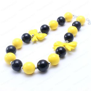 Yellow+Black Color Baby Kid Chunky Necklace Cute Bow Girl Kids Bubblegum Chunky Bead Necklace Children Jewelry