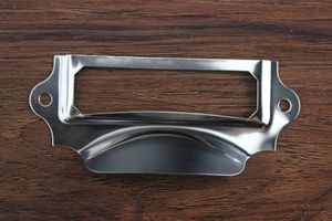 Classico porta etichetta Chrome lucidati con tazza tira per la libreria dell'ufficio Etichetta Etichetta Hardware Pull Handware Hardware Pull Handle