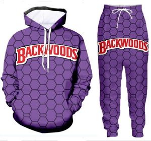 Partihandel - Nya Mode Män / Kvinnor Backwoods Honey Berry Sweatshirt Joggers Rolig 3D-tryck Unisex Hoodies + Pants AA01