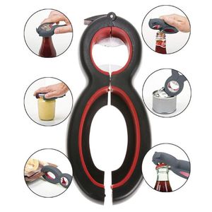 Apriscatole multifunzione 6 in 1 Apribottiglie Pinza per barattoli in acciaio inossidabile Coperchio per birra per vino Twist Off Jar Claw