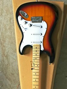 Yüksek kaliteli FDST-1002 3TS renk katı maun gövde beyaz Pickguard akçaağaç Klavye elektro gitar, ücretsiz nakliye