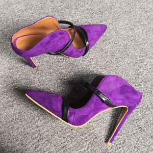 Olomm New Fashion Women Summer Pumps Sexy Stileetto High Heels Pumps素敵なつま先のつま先パープルシューズ女性と私たちのサイズ5-15