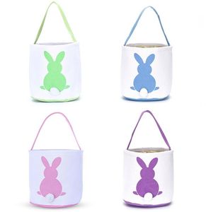 INS Burlap Easter Bunny Baskets DIY Rabbit Bags Bunny Storage Bag Jute Rabbit Ears Basket Easter Gift Bag Rabbit Ears Put Easter Eggs
