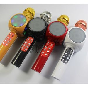 20pcs WS1816 Bluetooth Speaker Wireless KTV Karaoke Microphone Speakers with LED Light support TF AUX USB for Smartphones
