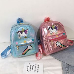 Yeni Çocuk Sırt Çantaları Anaokulu Bebek Okul Çantaları Çocuk Sevimli Moda Sequins Unicorn Süsleme Çapraz Vücut Çanta Çocuklar Snacks Çanta