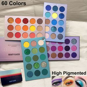 Nowe piękno Glazed Eyeshadow Palette Makeup 60 Kolory Eye Shadow Color Board Nude Shimmer Matte Glitter Eyeshadow Palety Marka Kosmetyki DHL