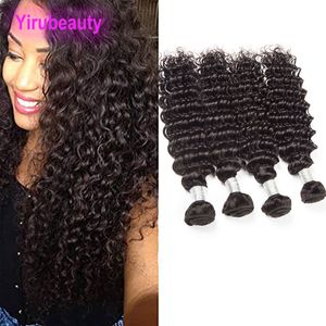 Cabelo humano virgem indiano 4 Pacotes de onda profunda Curly 8-28 polegadas Extensões de cabelo 4 peças/lote de trama duplas por atacado Yiruhair