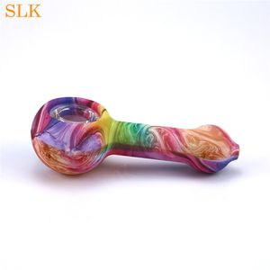 4.23" mini water pipes smokeshop hot selling glass bongs with patterns glass bowl silicone smoking pipes for smoking tobacco