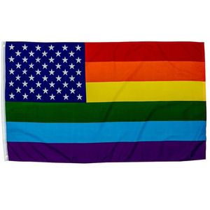 Wholesale usa china flag resale online - American USA Gay Lesiban Pride Rainbow Flag x5 FT Lgbt Flag Banner x150cm D Polyester Printed Made in China