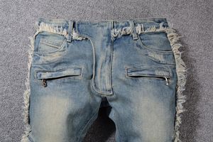 Ny ankomst vintermän designer jeans klassisk rak cyklist mager USA -storlek byxor berömda varumärkes blixtlås manschetter byxor heta försäljning