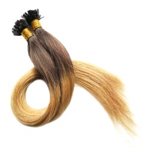 Ombre quente Virgem Pre Ligado Prego U TIPA Extensões de Cabelo 100 s queratina de fusão Prego DICA Extensões de Cabelo Humano Virgem Brasileiro Remy Reta