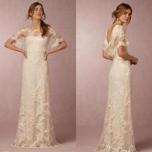 2020 Summer Bohemian Lace Wedding Dresses with Sleeves Bridal Gowns Cheap A Line New Country Beach Wedding Gowns