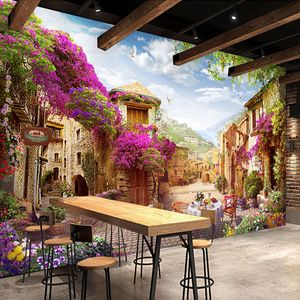 Benutzerdefinierte 3D-Wand Tapete Europäische Stadt Pastoral Stadt Landschaft Natur Fototapeten Cafe Restaurant Kulisse Wand-Papier 3 D