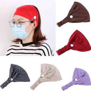 Fashion Women elastic hair band with button Summer candy color headband Bandanas fitness hairband hair accessories DA393