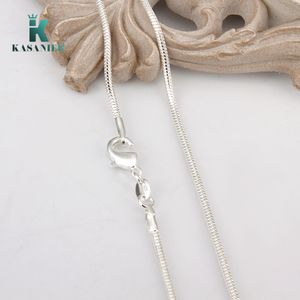 2mm 925 Silver Snake Chain Halsband 16/18/20/22 / 24 tum Silver Hummerlås Halsband för kvinnor Smycken Hängsmycke med kedja