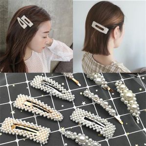 INS Women Pearl Hairpins Cute Girls Princess Beaded Bowknot Clips Shiny Jewelry Hairclips Ladies Barrette Adult Hair Accessories E3202