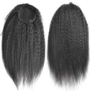 Coulisse Afro Puff Kinky Straight Ponytail Capelli umani Bun Chignon Parrucchino per le donne Updo Clip nell'estensione dei capelli 120g libera la nave