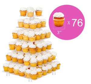 Large 6-Tier Acrylic Glass Wedding Party Square Cupcake Stand-Cake Stand-Cupcake Tower-Dessert Display Stand (6SFS)