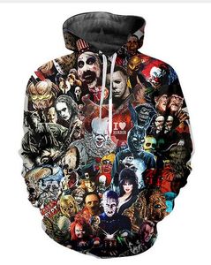 Nova Moda Harajuku Estilo Casual Impressão 3D Hoodies Máscara de Horror Homens / Mulheres Outono e Inverno Sueter Hoodies Casacos BW0180