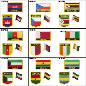 Ghana Gabon Kambodja Tjeckiska Rep. Zimbabwe Kamerun Isle of Man Qatar Comoros Elfenbenskust Kuwait Iron on flag mail