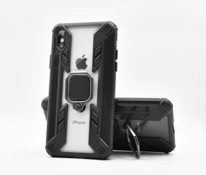 Dla Apple iPhone 11 / XR / 6/7/8 / Plus / X / XS Max Ring Case Case Kickstand Magnetyczny Car Mount Transparent Hard PC Shockproof Ochronny Ochronny Soft Zderzak