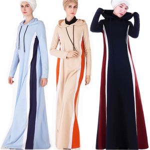 Muslimische erwachsene hit farbe mit kapuze abaya Arabische Mode dickere warme muslimische abaya Kleider Musikalische Robe gebet Ramadan sweatshirt