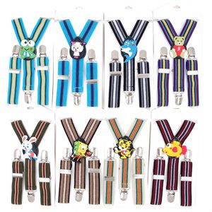 Barn tecknad suspenders barn randiga suspenders 2.5 * 60cm band elastisk y-back 12 färger för baby clip-on studenter julklapp