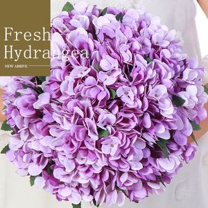 Artificial Hydrangea Flower Silk Bouquet Real Touch Hydrangeas 8 Colors Wedding Bride Flowers Party Home Decor