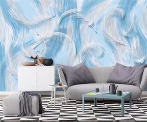 Wallpaper Wall Promotion hand-painted feathers Nordic modern minimalist TV background wall decoration painting custom wall paper