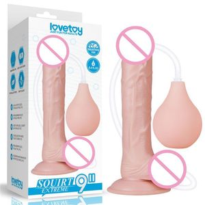 9 inç Oyuncak yapay penis Ejaculating yapay penis, gerçekçi AnalDildo seks oyuncak kayış gerçekçi yapay penis vantuz Y200410
