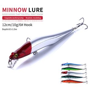 NEWUP 5шт 12см 10г качества Minnow Pescaria рыболовной приманка 3D Eye Bass Topwater Жесткие приманки воблер воблер для рыболовных снастей