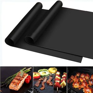 BBQ Grill Mat Durable Non-Stick Barbecue Mat 40*33cm Cooking Sheets Microwave Oven Outdoor BBQ Cooking Tool