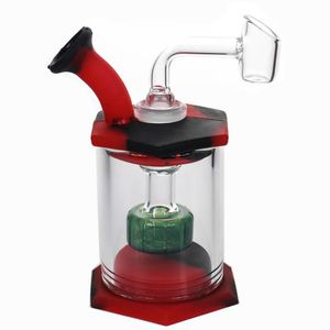 Silikonowy palenia Bong Głowica prysznicowa Perkolator Easy Clean Dab Rig z 4mm Quartz Banger Water Glass Rura Bongs Akcesoria