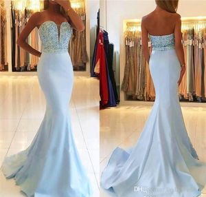 2019 Summer Mermaid Backless Evening Dress Sweetheart Beaded Pageant Formal Holiday Wear Prom Party Gown Custom Made Plus Size