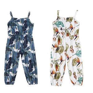 kids designer clothes girls floral romper infant Suspender leaf print Jumpsuits 2019 Summer Boutique Boho baby strap pants C6578