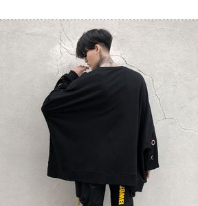Fashion-Men High Street Fashion Punk Gothic Hoodie Coat Rivet Bat Sleeve Loose Pullover Sweatshirt Oversize Sweatshirt