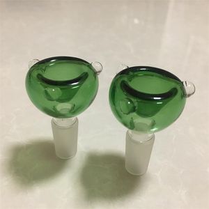 Rökande rör Bong -montering med 14,5 mm och 18,8 mm Joint Bule Green Color Glass Bong Bowl Stable