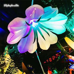 Customized Venue Pendent RGB Light Inflatable Lighting Flower 2m/3m Hanging Blooming Artificial Flower For Night Club And Musical Decoration