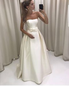 Simples strapless a linha de vestido de noiva fosco cetim de alta qualidade vestido de noiva custom made marfim nupcial longo dress mariage voltar zipper vestidos