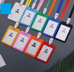 ID-märkehållare PU ID-kort Tillbehör Hållare Kreditkort Busskort Väska Stationery School Tillbehör med Lanyard Papelaria