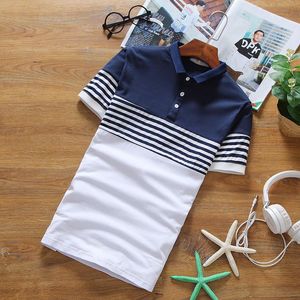 Полосатый плюс размер 5xl Новый летний поло Хобметь мода полосатый тонкий подходящий поло мужская рубашка короткая рубашка -Сливе Camisa Polo Mens Trend