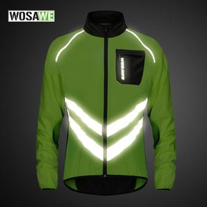 Cycling Jackets WOSAWE Reflective Windproof Men's Jacket Breathable Mtb Road Mountain Bike Vest Sleeveless Safety Sports Windbreaker