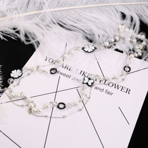 All'ingrosso-designer di lusso stile classico elegante fiore beatutiful farfalla catena di perle di cristallo lunga collana di dichiarazione maglione per donna